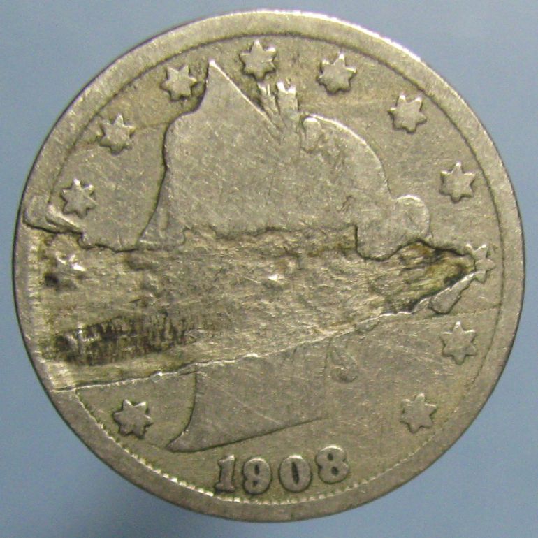 1908-Liberty-Nickel-With-A-Huge-Obverse-Lamination